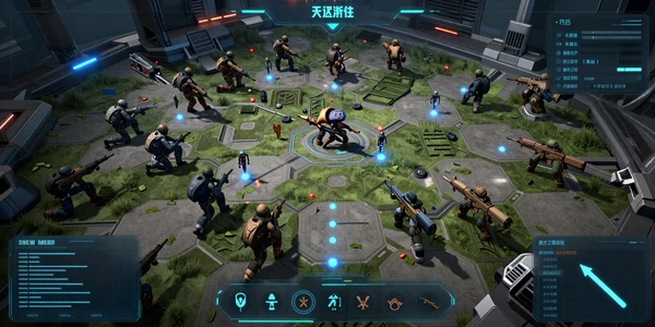 Tactical Strategy Systems collection banner - a futuristic battlefield viewed from above with glowing command overlays