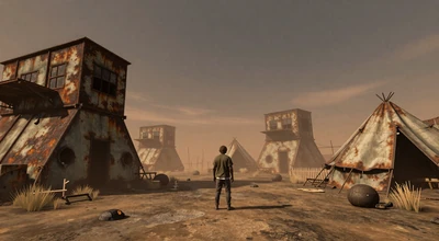 Last Vector - trending survival game signal thumbnail showing a post-apocalyptic survivor camp at dusk