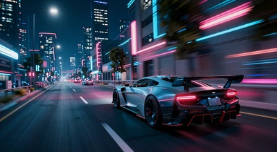 Velocity X - cyberpunk street racing game signal thumbnail showing neon-lit high-speed cars on a futuristic highway
